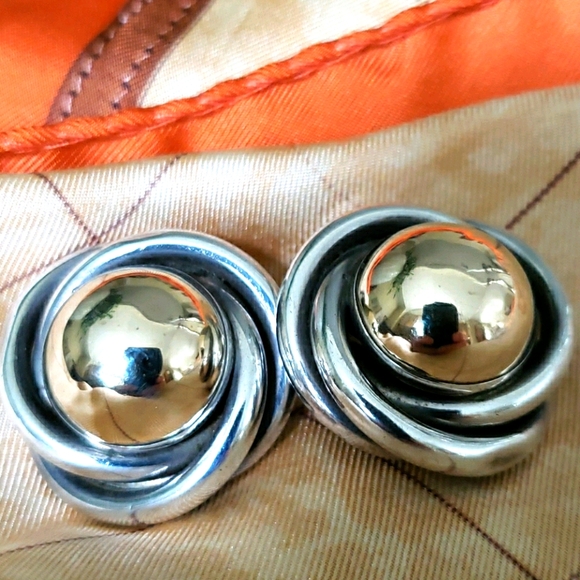 Peter Brams Design Jewelry - VTG PBD Love knot 14k Gold and Sterling earrings